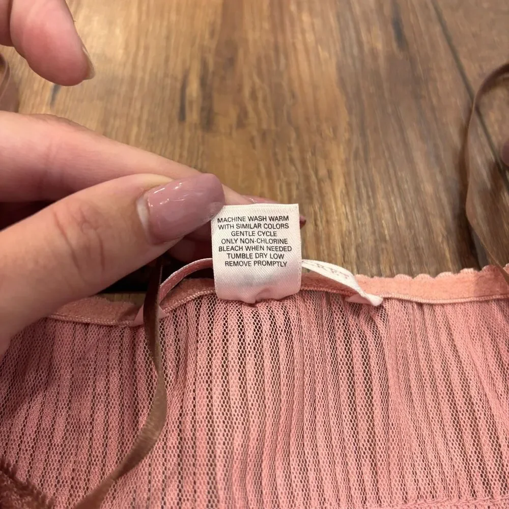 Vintage Y2K Victoria’s Secret Dusty Rose Pink Sheer Mesh Mini Slip Dress M